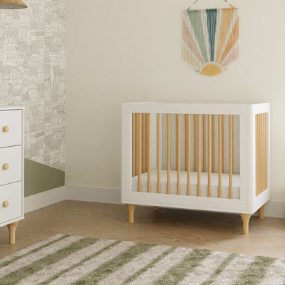 Lolly 4 in 1 Convertible Mini Crib and Twin Bed w/Toddler Bed Conversion Kit in White/Natural