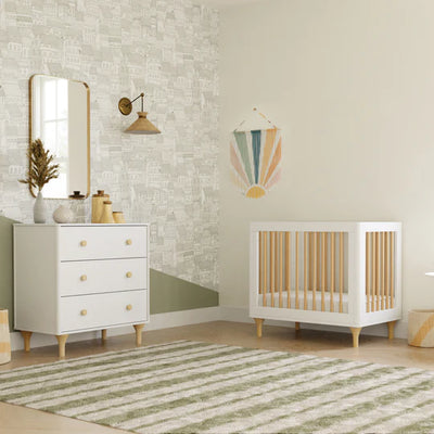 Lolly 4 in 1 Convertible Mini Crib and Twin Bed w/Toddler Bed Conversion Kit in White/Natural