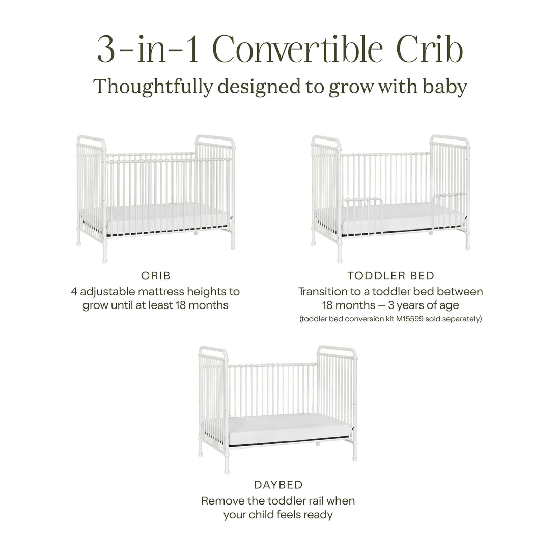 Namesake Abigail 3 in 1 Convertible Crib