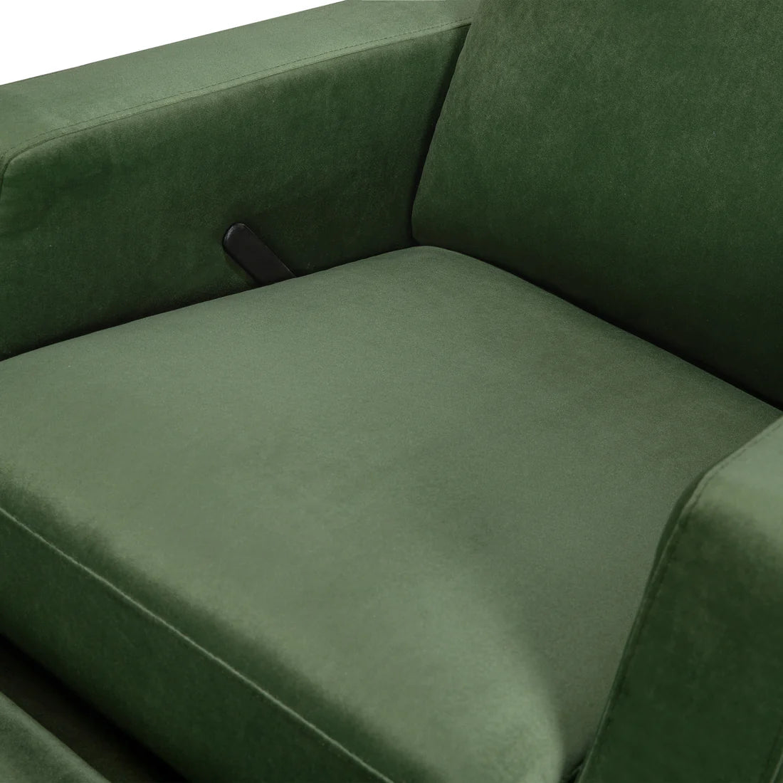 Crewe Recliner and Swivel Glider in Forest Green Velvet w/Light Wood Base