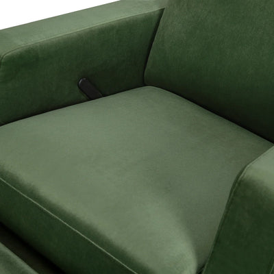 Crewe Recliner and Swivel Glider in Forest Green Velvet w/Light Wood Base