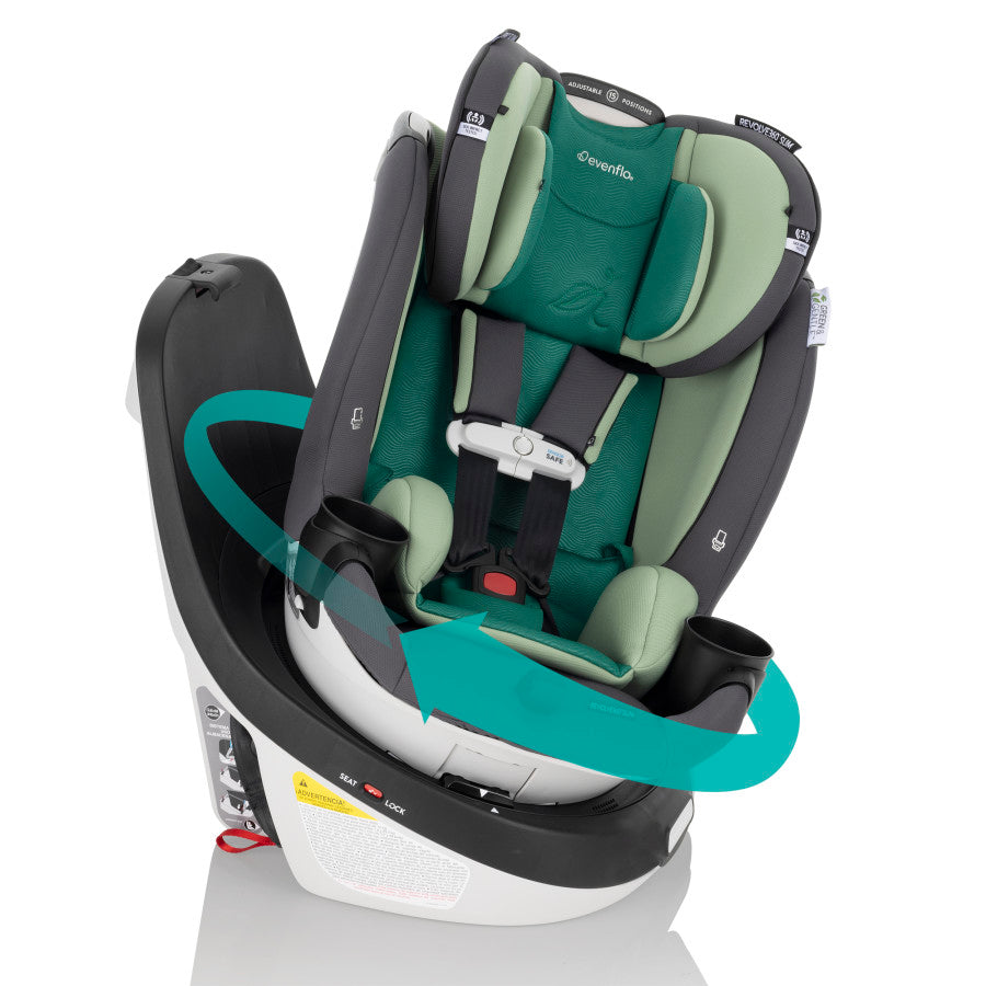 Evenflo Gold Revolve360 Slim 2 in 1 Rotational Car Seat with Green & Gentle Fabric