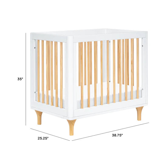 Lolly 4 in 1 Convertible Mini Crib and Twin Bed w/Toddler Bed Conversion Kit in White/Natural