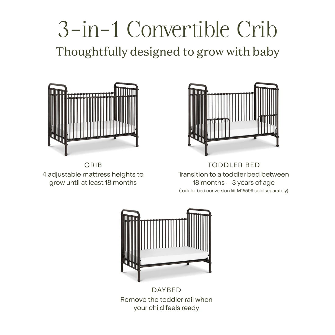 Namesake Abigail 3 in 1 Convertible Crib