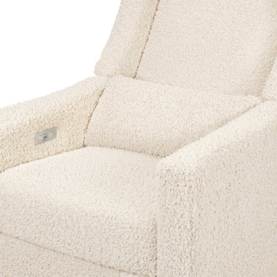 Kiwi Glider Recliner w/ Electronic Control and USB in Almond Teddy Loop w/ Light Wood Base