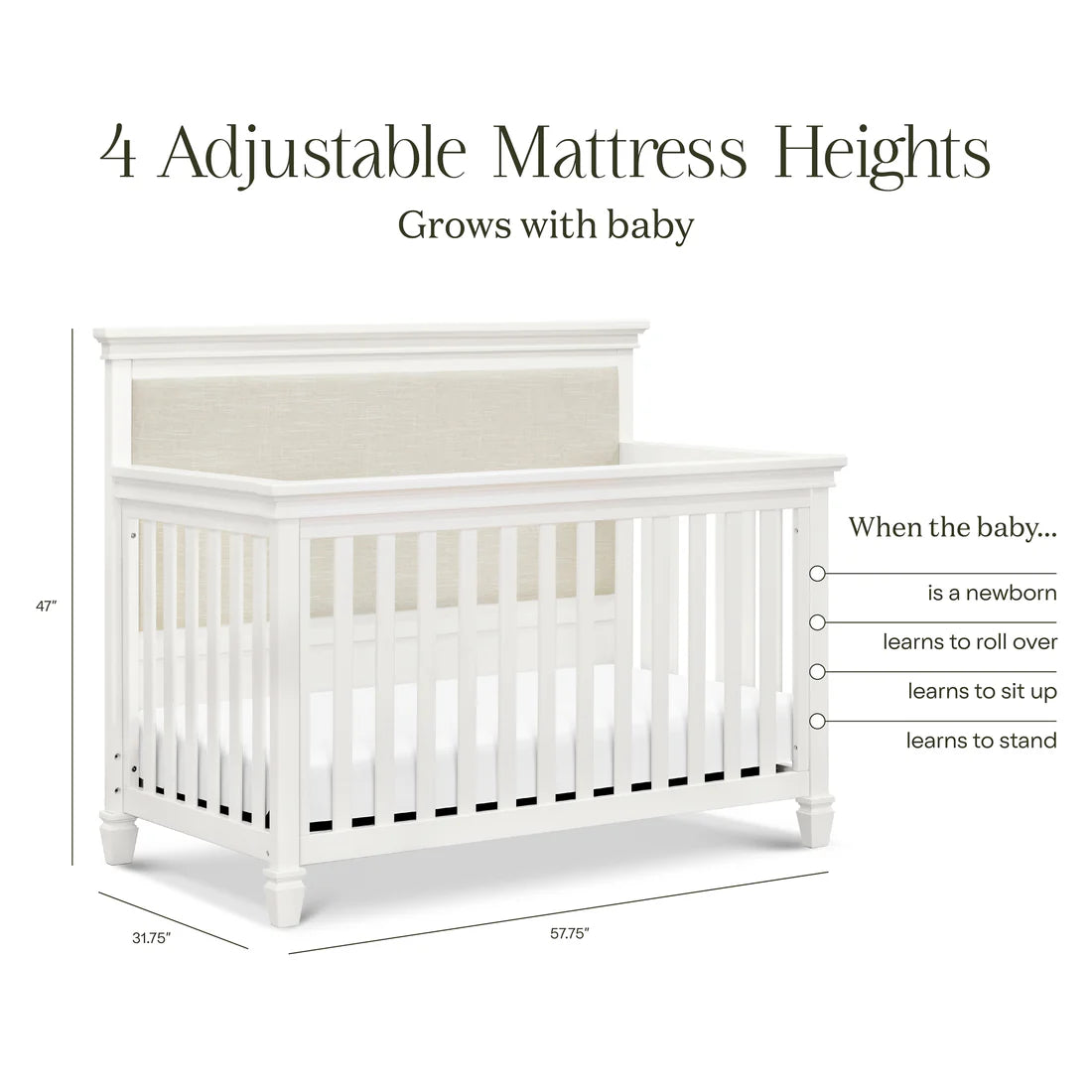 Darlington 4 in 1 Convertible Crib in Warm White