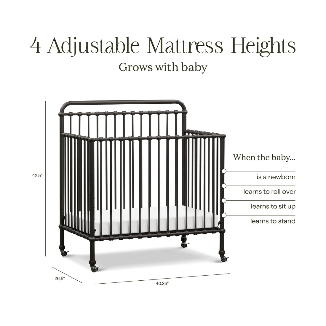 Winston 4 in 1 Convertible Mini Crib