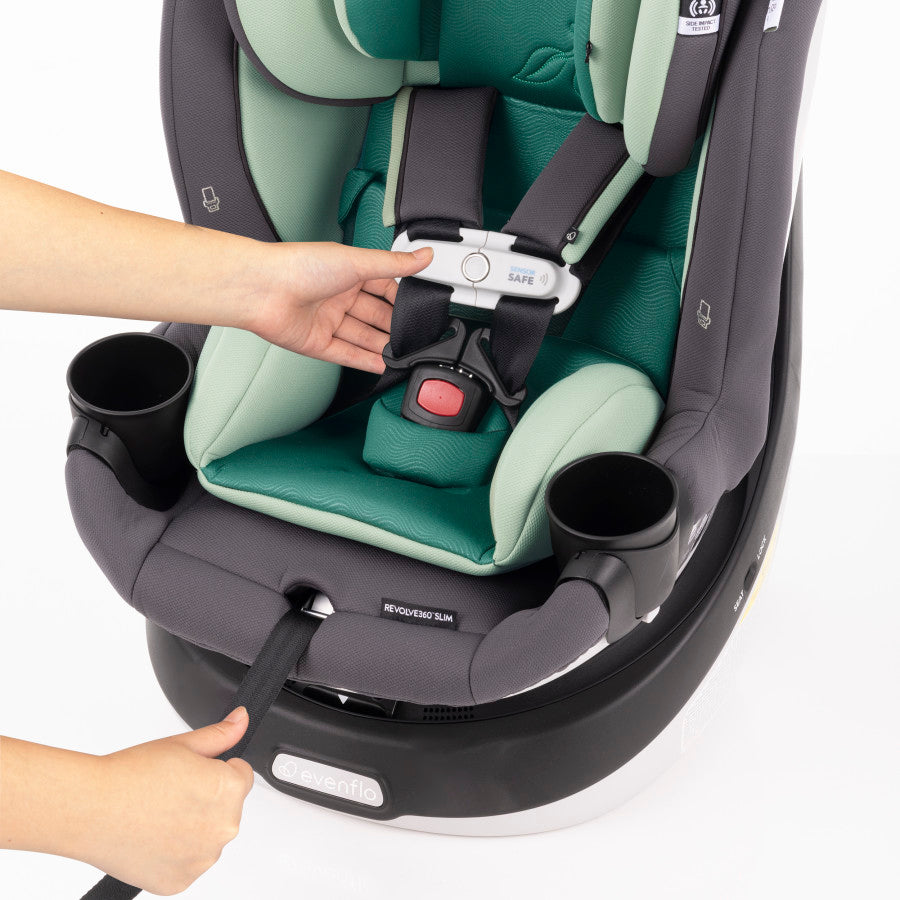 Evenflo Gold Revolve360 Slim 2 in 1 Rotational Car Seat with Green & Gentle Fabric