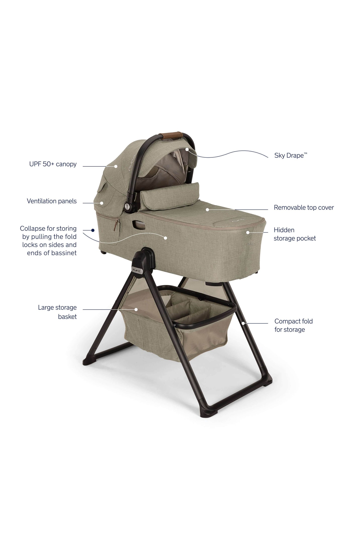 Nuna DEMI next bassinet + stand - Granite