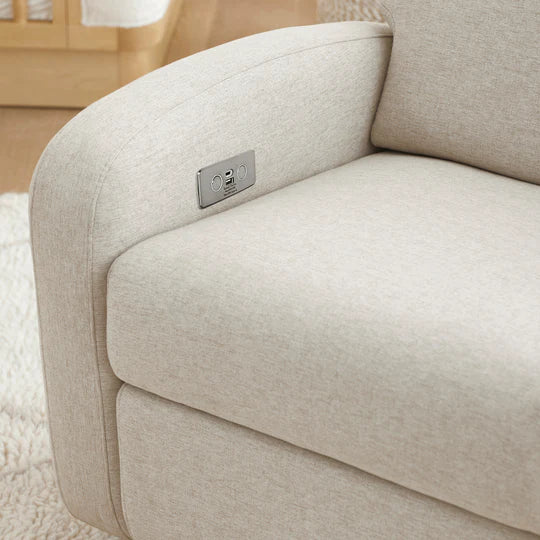 Babyletto Nami Electronic Recliner and Swivel Glider in Cream Eco Performance Fabric with USB Port