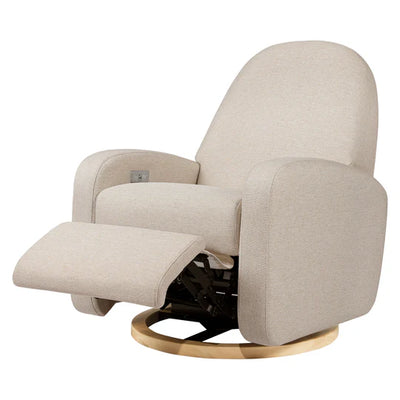 Babyletto Nami Electronic Recliner and Swivel Glider in Cream Eco Performance Fabric with USB Port