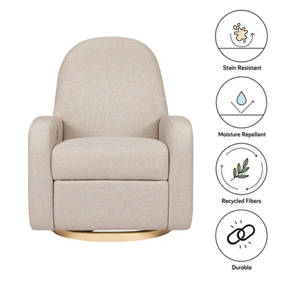 Babyletto Nami Electronic Recliner and Swivel Glider in Cream Eco Performance Fabric with USB Port