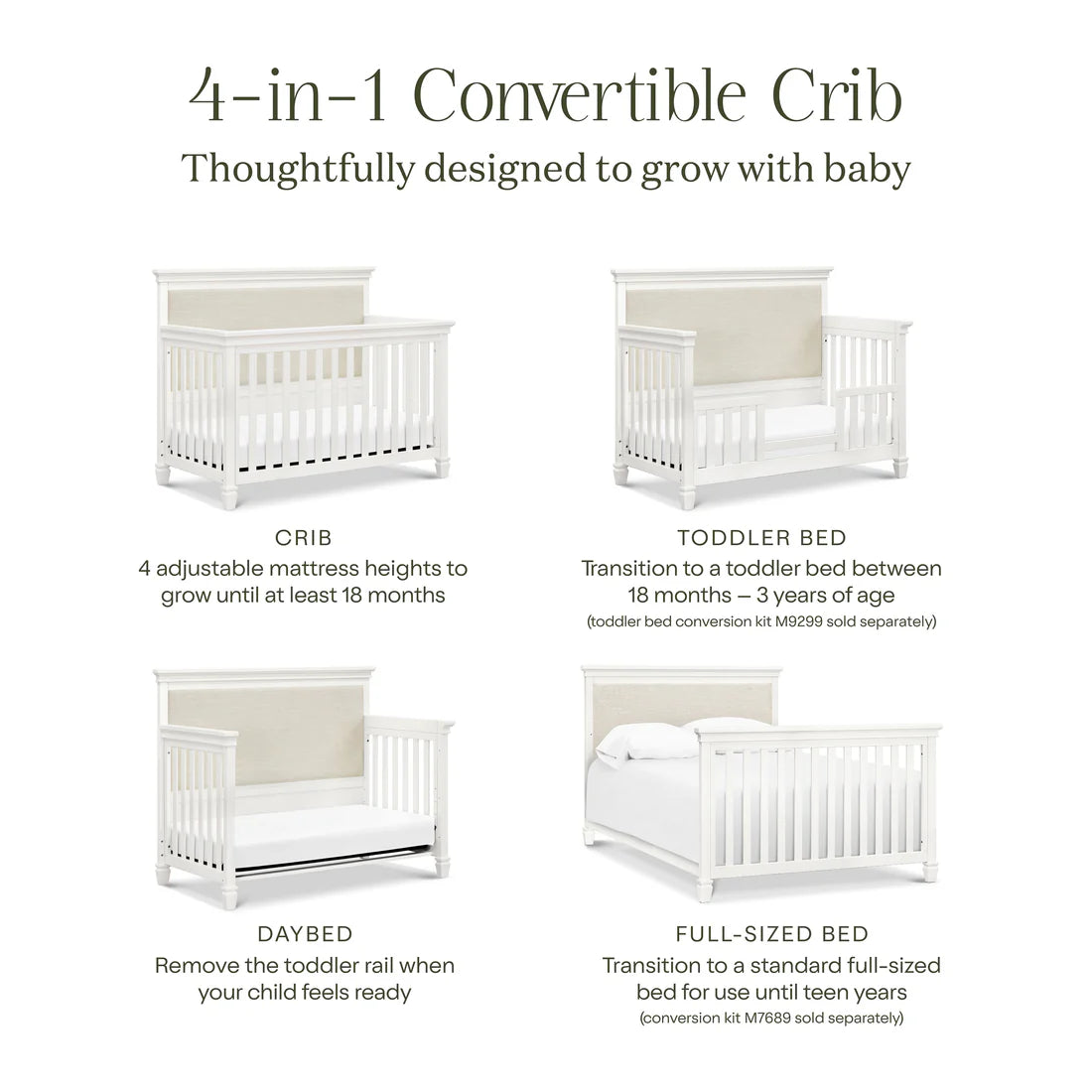 Darlington 4 in 1 Convertible Crib in Warm White