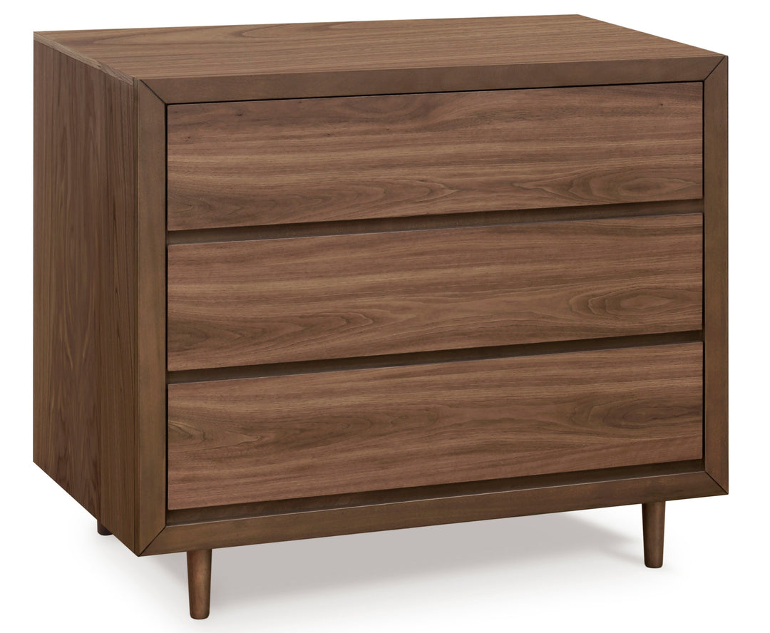 Nifty 3 Drawer Dresser In Walnut Finish Piccolino Baby Furniture piccolinobaby